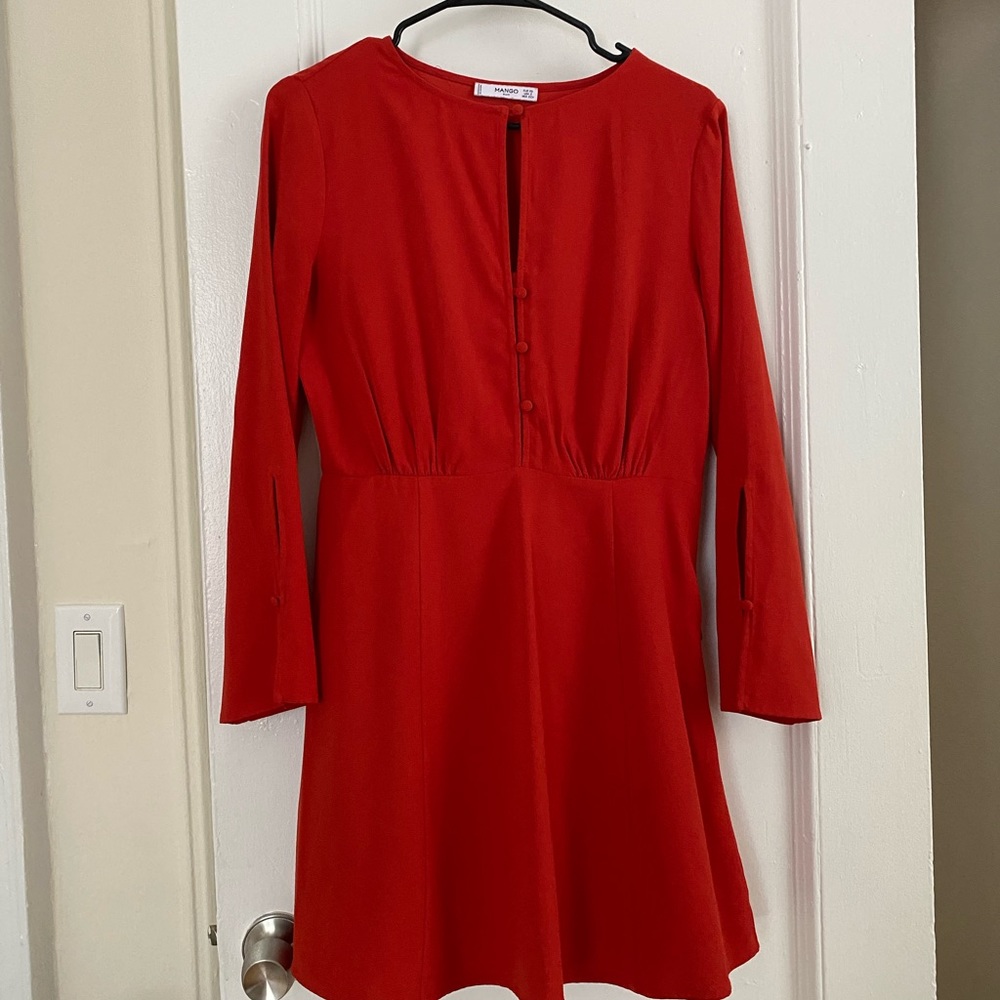 Mango Orange mini dress with sleeve